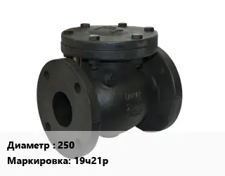 Клапан чугунный 250 19ч21р Ру16 обратный, двустворчатый 120